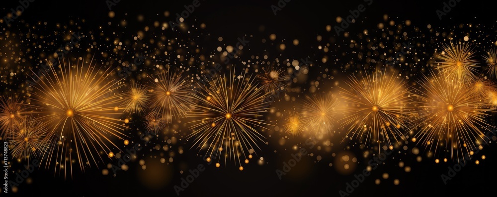 Abstract New Year background with space for text. Realistic fireworks isolated on dark background.  fireworks