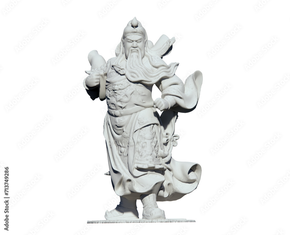 Kwan Kong, Guan Gong, Guan Yu, Bodhisattva Sangharama 3D Illustration with White Background Kwan Kong, Guan Gong, Guan Yu, Bodhisattva Sangharama 3D Illustration with White Background