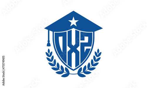 OXZ three letter iconic academic logo design vector template. monogram, abstract, school, college, university, graduation cap symbol logo, shield, model, institute, educational, coaching canter, tech