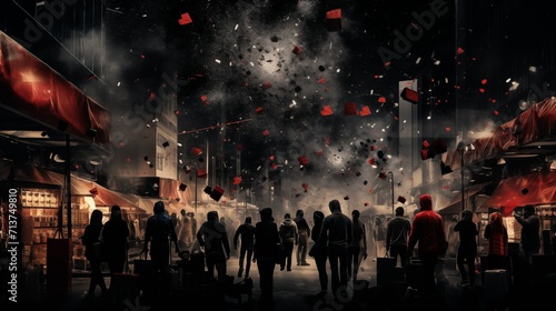 Conceptual image of a crowd of people walking in the city.