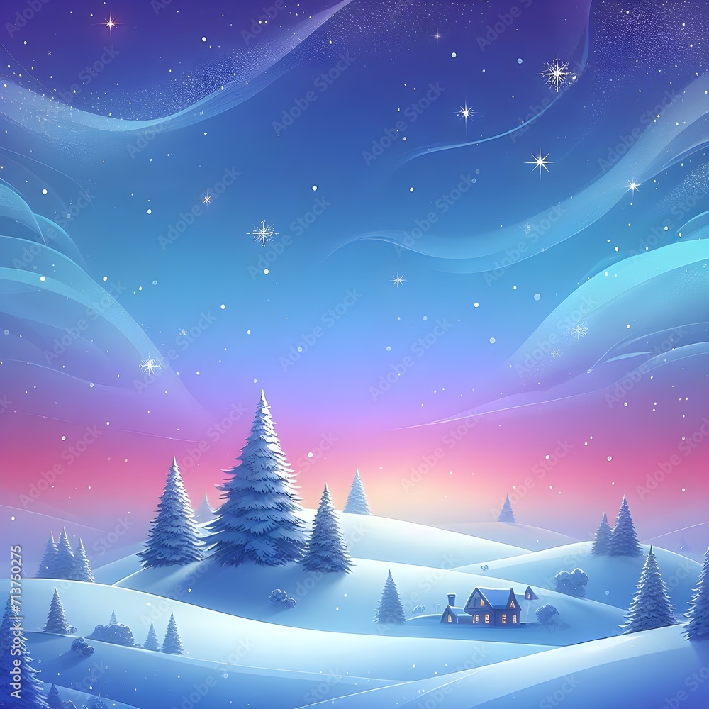 Naklejka premium Flat Winter Snowy Background