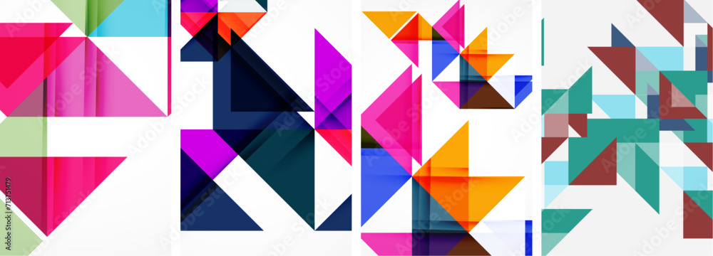 Set of abstract random triangle composition backgrounds. Vector illustration for for wallpaper, business card, cover, poster, banner, brochure, header, website Set of abstract random triangle composition backgrounds. Vector illustration for for wallpaper, business card, cover, poster, banner, brochure, header, website