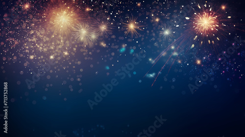 Beautiful fireworks background at night for holiday decoration © win