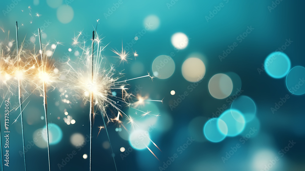 Fototapeta premium Beautiful fireworks background at night for holiday decoration