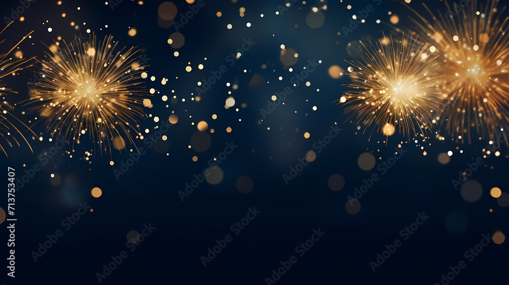 Obraz premium Beautiful fireworks background at night for holiday decoration