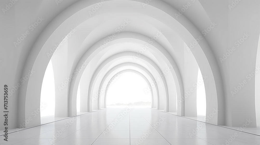 view of empty white room with arch design and concrete view of empty white room with arch design and concrete