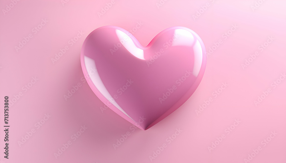 Pink heart on a pink background. 3d render. Love concept.