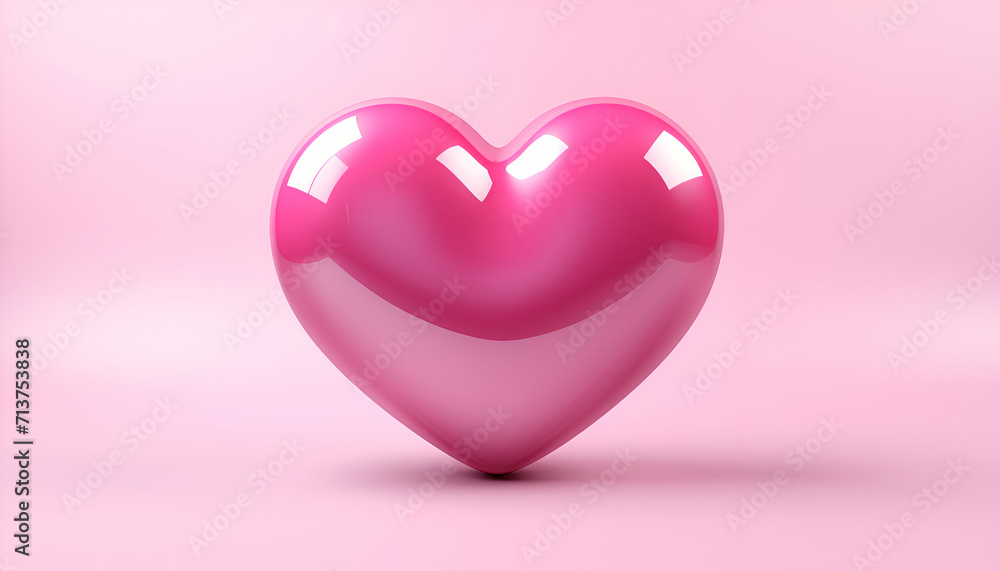Pink heart on a pink background. 3d render. Love concept