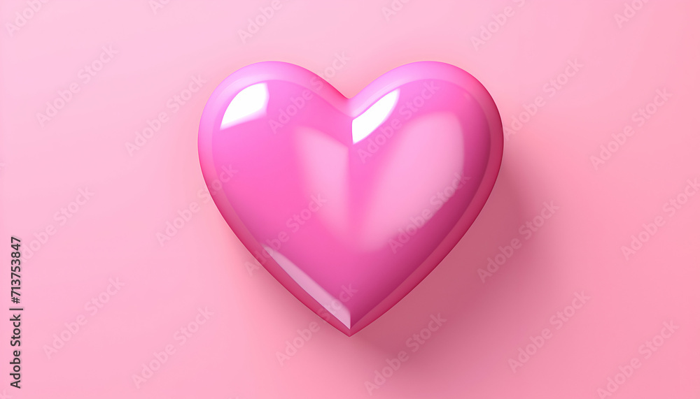 Pink heart on a pink background. 3d rendering. 3d illustration.