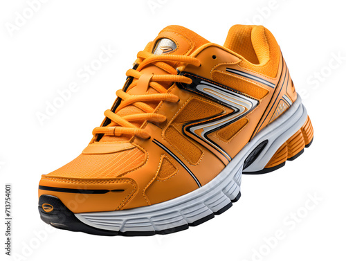 Orange Running Sport Shoes Isolated on Transparent Background. Cross Training Footwear