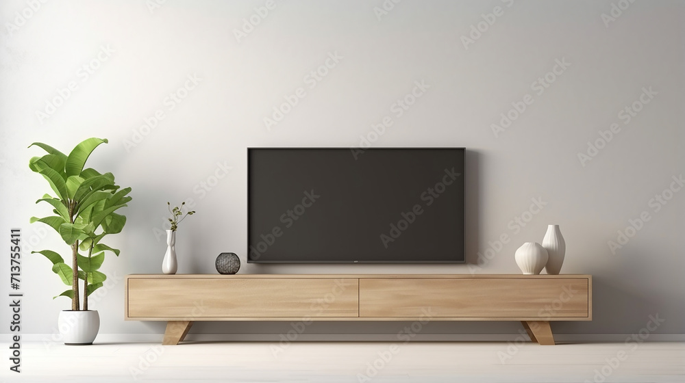 view of minimal living room with television on wall view of minimal living room with television on wall