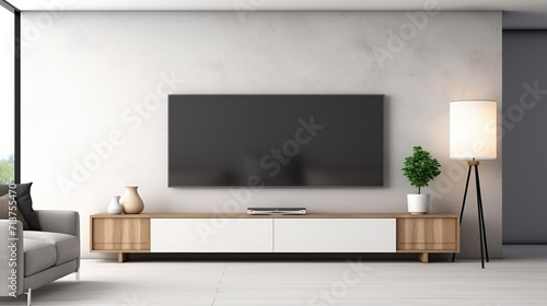 view of comfortable minimal living room with television on wall