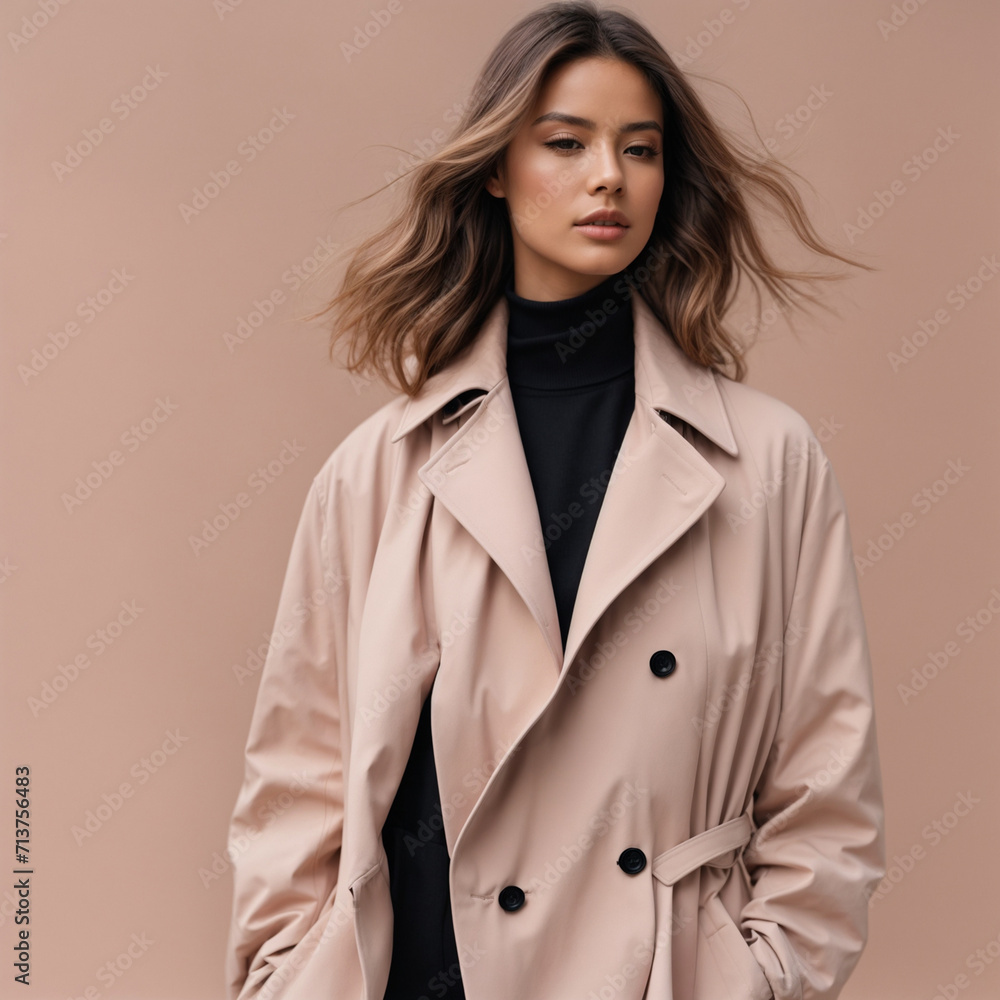 The girl in the pink coat is beautiful The girl in the pink coat is beautiful