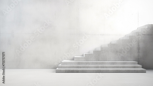 white stairs realistic on concrete interior