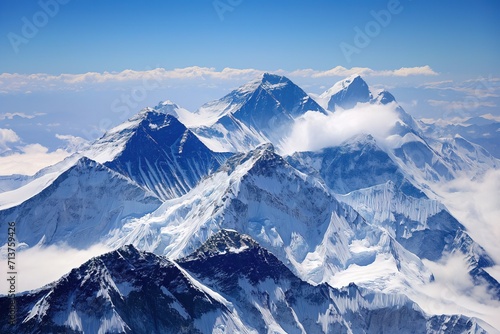 Snowy mountain peaks, aerial view © Roman