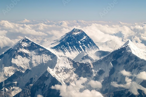 Snowy mountain peaks  aerial view