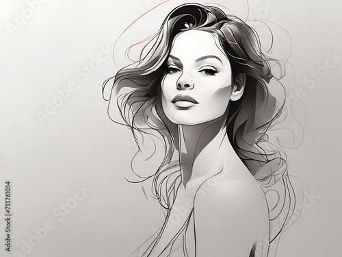 digital art illustrated portrait of a girl 