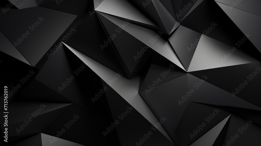 sleek black and white abstract polygonal surface texture. perfect for luxurious branding and creative projects - obrazy, fototapety, plakaty 