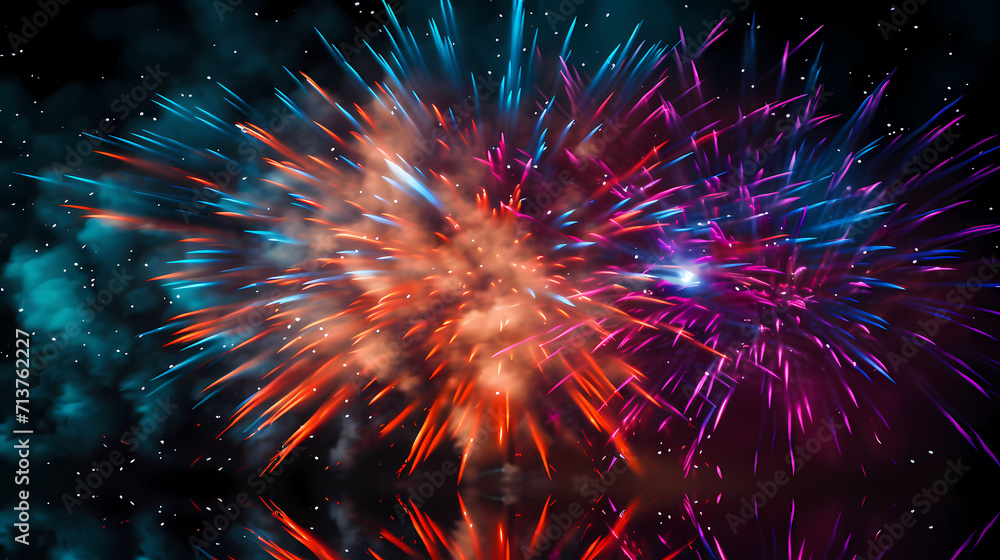 Happy New Year, burning fireworks with bokeh light background Happy New Year, burning fireworks with bokeh light background