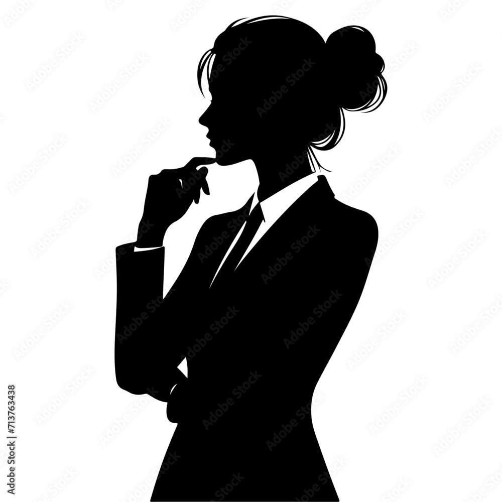 woman in suit thinking pose vector silhouette woman in suit thinking pose vector silhouette