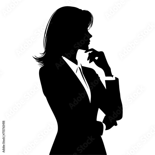 woman in suit thinking pose vector silhouette
