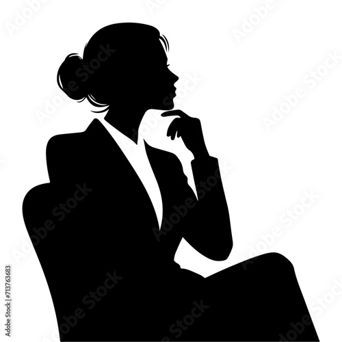 woman in suit thinking pose vector silhouette