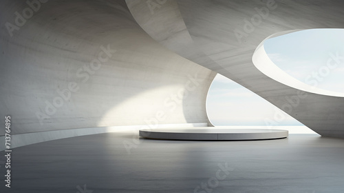 abstract architecture space interior with concrete with sunlight 3d rendering