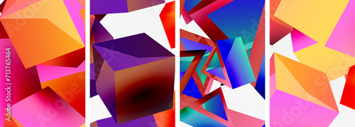 Flying 3d shapes, cubes and other geometric elements background design for wallpaper, business card, cover, poster, banner, brochure, header, website