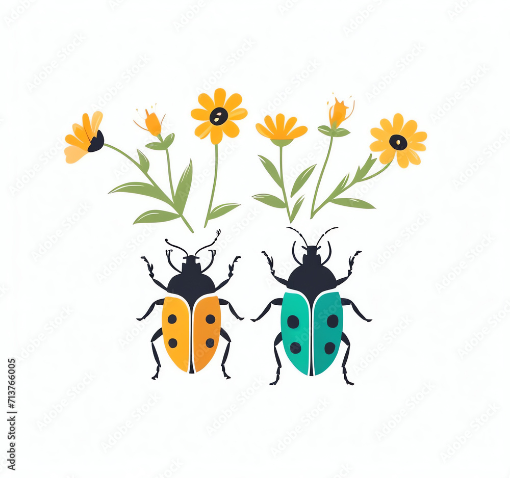 a pair of flower-sucking beetles a pair of flower-sucking beetles