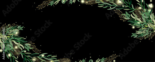 Vector art deco luxury flower, leaves line pattern, golden background. Golden botany banner. Japanese style Hand drawn vector. Line art style design. Hand drawn florals for packaging,coveand wall arts