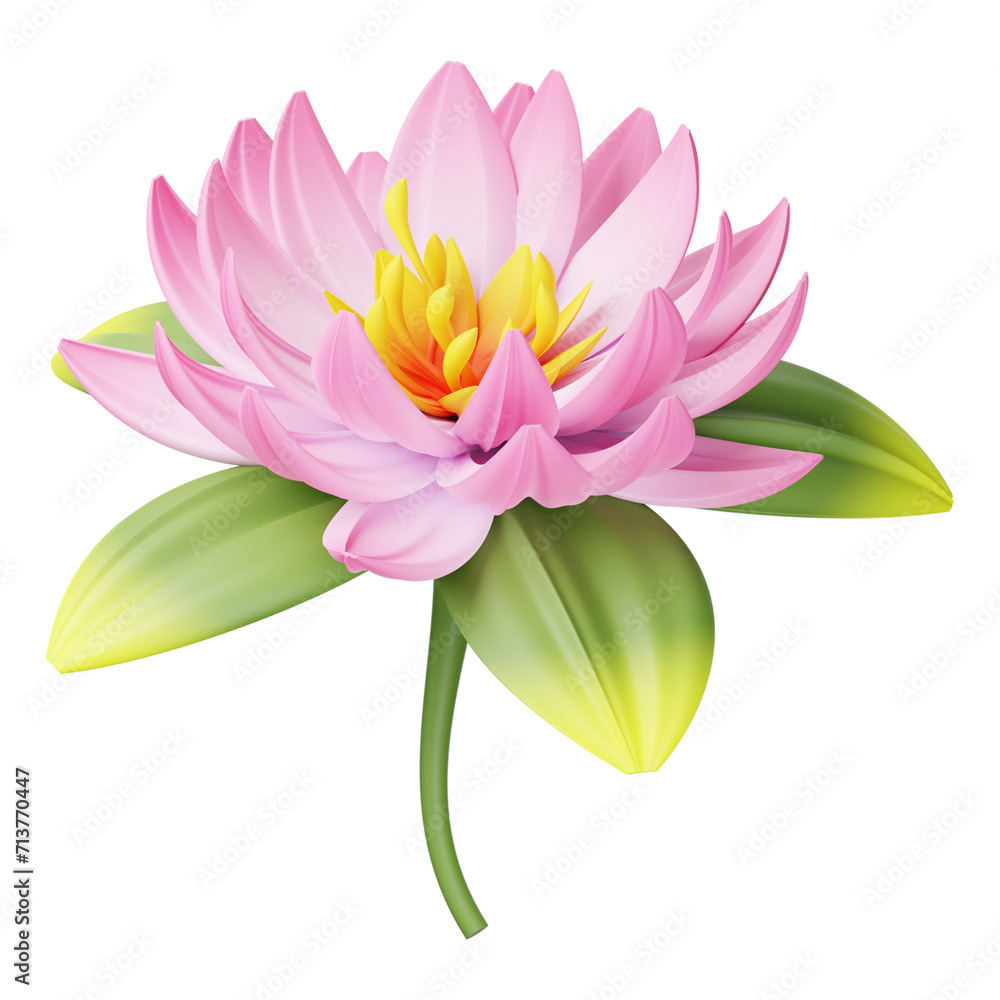 Pink lotus flower full open isolated on transparent background. blooming lotus flower.. clipping path embedded.