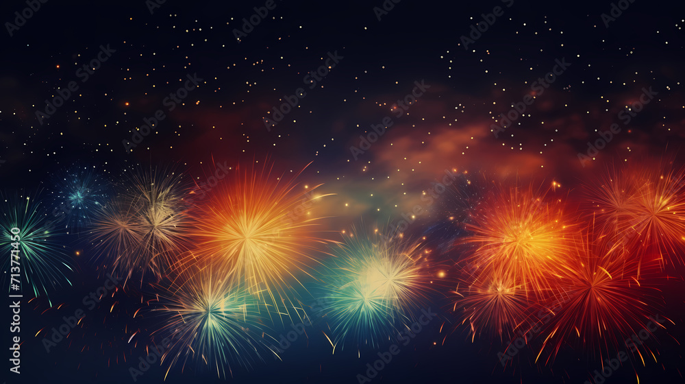 Happy New Year, burning fireworks with bokeh light background Happy New Year, burning fireworks with bokeh light background