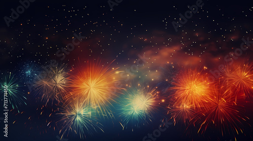 Wallpaper Mural Happy New Year, burning fireworks with bokeh light background Torontodigital.ca