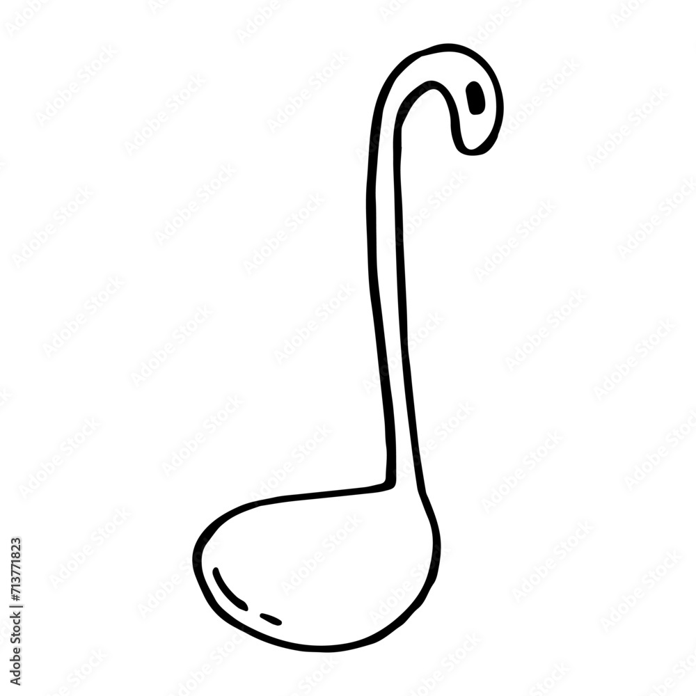 Black and white vector illustration of ladle. Doodle style Black and white vector illustration of ladle. Doodle style
