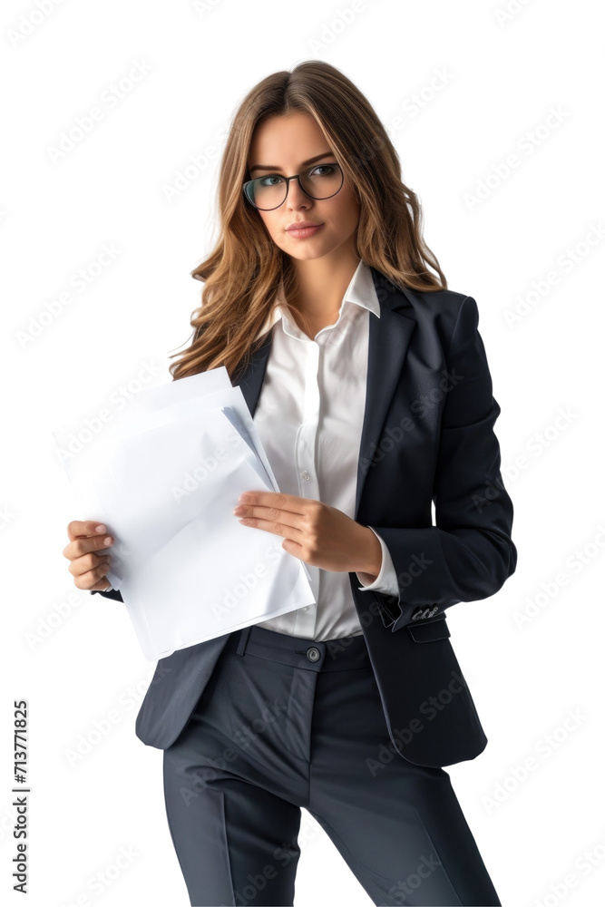 A professional woman stands confidently in a light gray suit, her hands clasped in front, corporate business style, dress code A professional woman stands confidently in a light gray suit, her hands clasped in front, corporate business style, dress code
