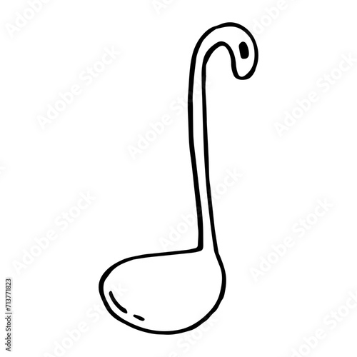 Black and white vector illustration of ladle. Doodle style
