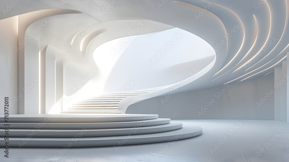 Fototapeta premium Abstract Sculpture with Stairway and Light