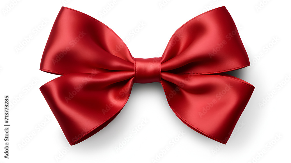 Red ribbon and bow isolated on white background ai generative