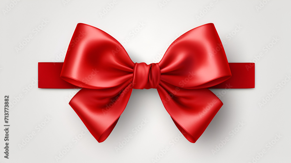 Red ribbon and bow isolated on white background ai generative