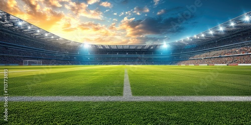 Fans in an abandoned soccer stadium during the nighttime, Generative AI.