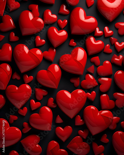 Red heart shaped with dark background