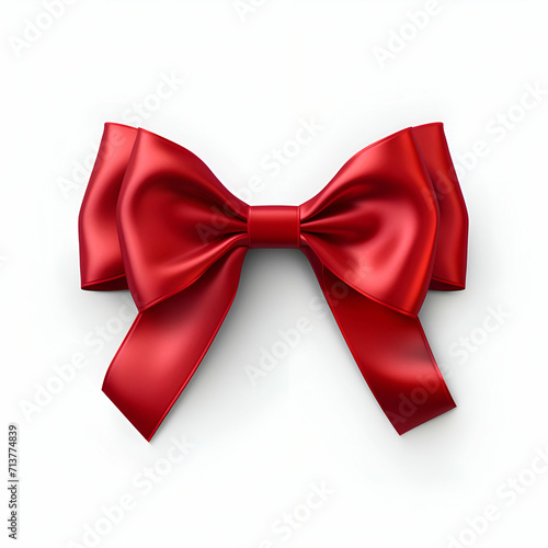 Realistic red ribbon bow isolated on white background. illustration.