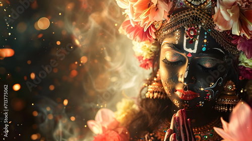 Head shot of Hindu Kali goddess statue photo