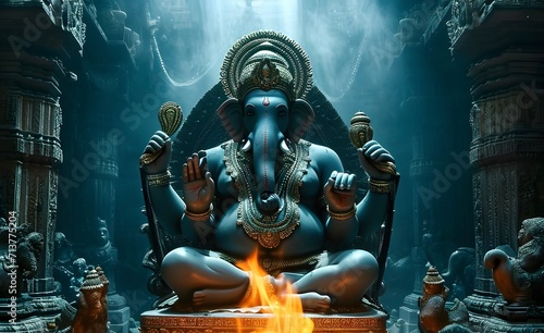 Lord ganesha sculpture in temple. Lord ganesh festival.