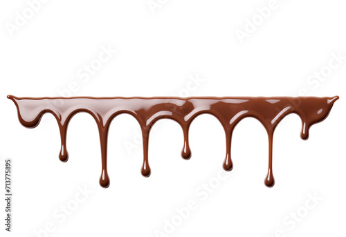 melted Dripping chocolate. Melt drip isolated on transparent or white background, PNG, natural horizontal  choco melt boarder