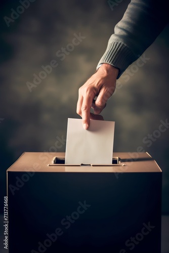 hand inserts election ballot into ballot box