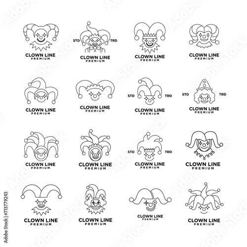 clown line head face logo icon design illustration