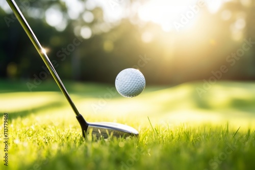 A golf ball teed up and ready for a precise swing with an iron club