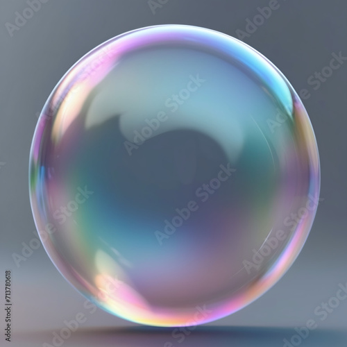 Soap bubble isolated on grey background