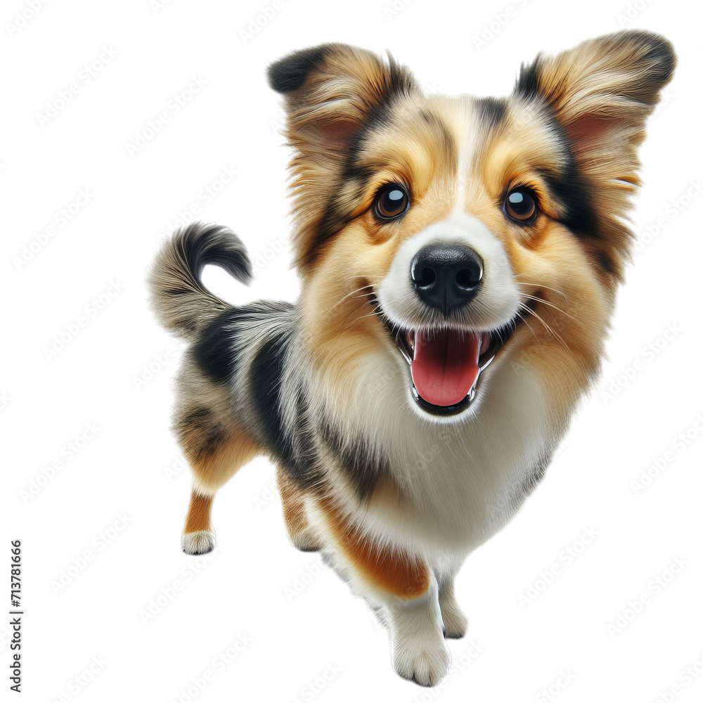 Cute playful doggy or pet is playing and looking happy isolated on transparent background. young dogs is posing. Cute, happy crazy dogs headshot smiling on transparent, png